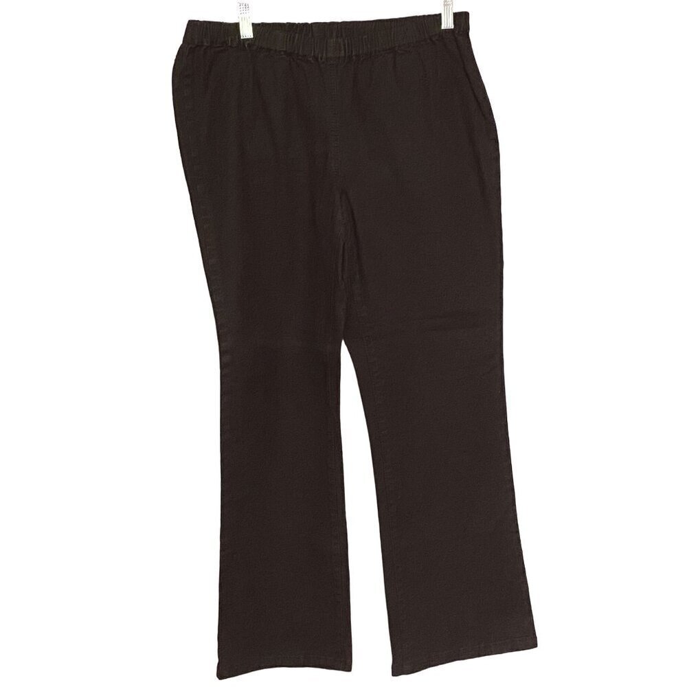 DG2 by Diane Gilman Boot Cut Stretchy Black Pants Elastic Waist Women’s Size PL‎